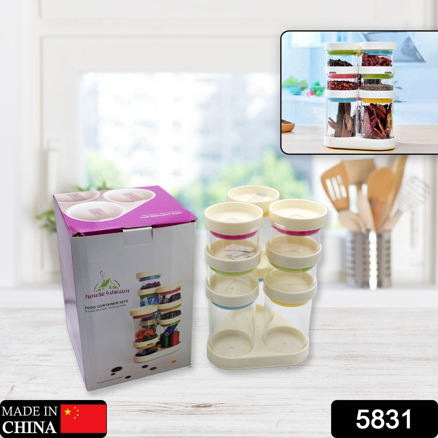 5831 Multipurpose Plastic Transparent Storage Containers Masala Box Dabba Spice, Plastic Masala Spices Container Set Capacity With Airtight Lid Kitchen Pantry Organizer For Salt Mukhwas Box With Tray (8 Pc Set) 5831 Multipurpose Plastic Transparent Storage Containers Masala Box Dabba Spice, Plastic Masala Spices Container Set Capacity With Airtight Lid Kitchen Pantry Organizer For Salt Mukhwas Box With Tray (8 Pc Set)